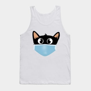 Black cat face wear face mask Tank Top